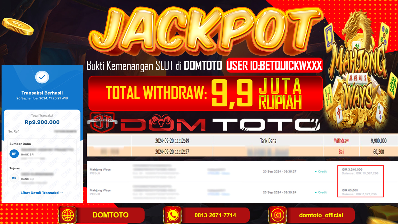 JACKPOT SLOT MAHJONG WAYS 20 SEPTEMBER 2024